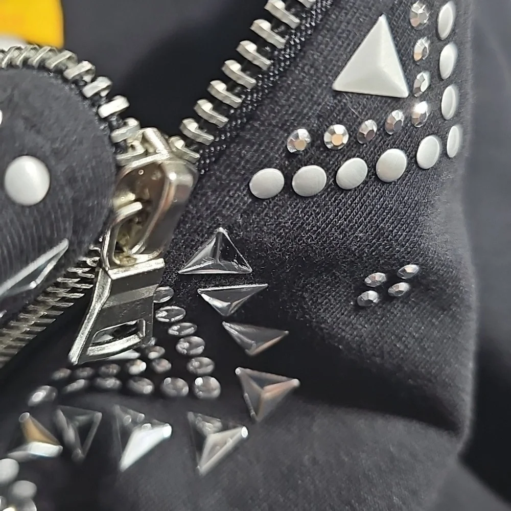 174 Ruby Rd. Black Active Jacket with 3D Geometric Accents